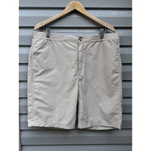 CC Filson Shorts Mens XL  Khaki Outdoor Hiking  Nylon River **Drawstring Missing